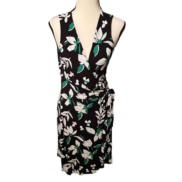 a new day Dresses & Skirts - A New Day Floral Mini Wrap Dress Size Small In Black White and Green